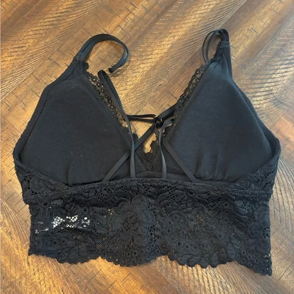 Aerie Black Lace Strappy Bralette S - Picture 3 of 4